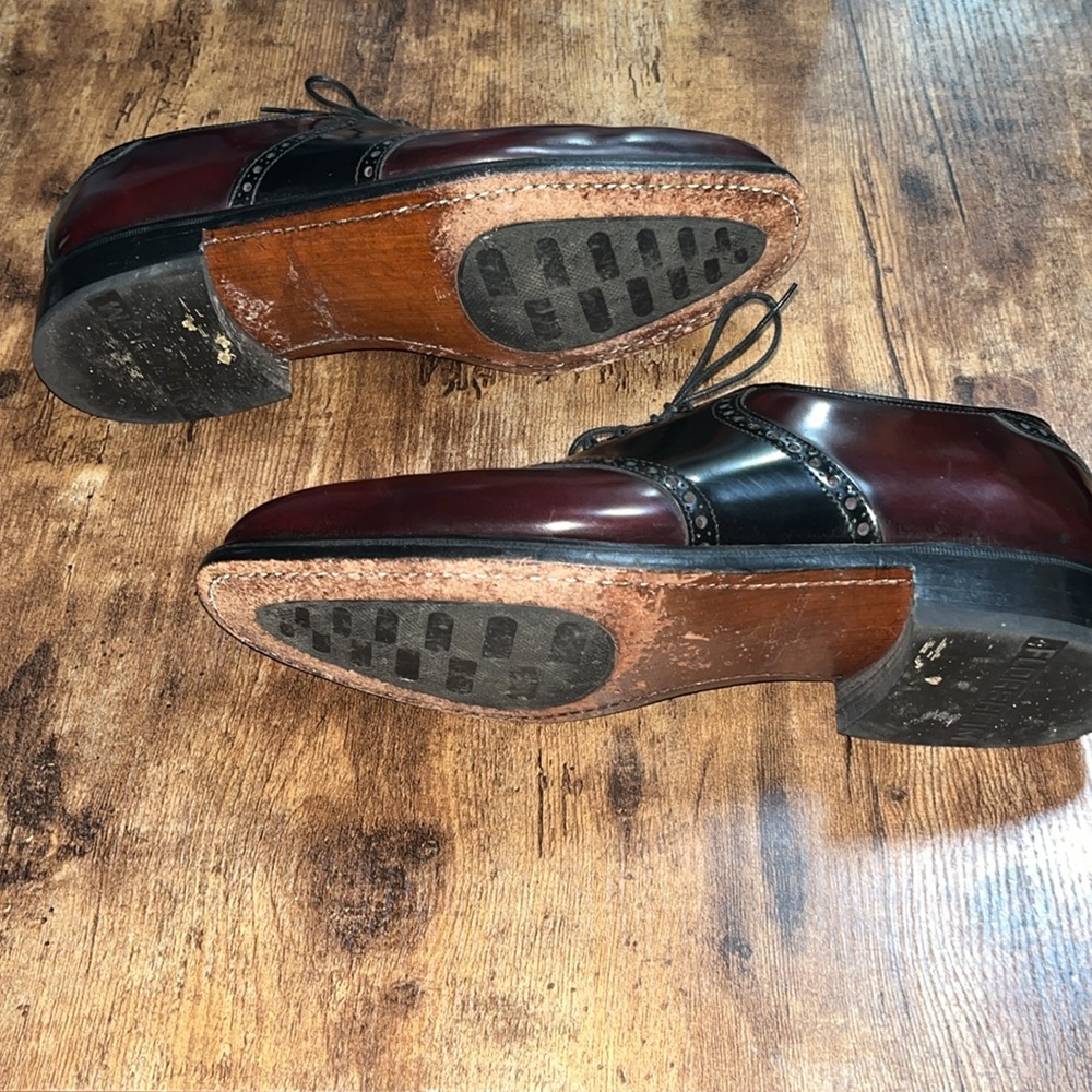 Men’s Florsheim Saddle Oxford Size 9D Burgundy/Black Pre Owned - Picture 5 of 6
